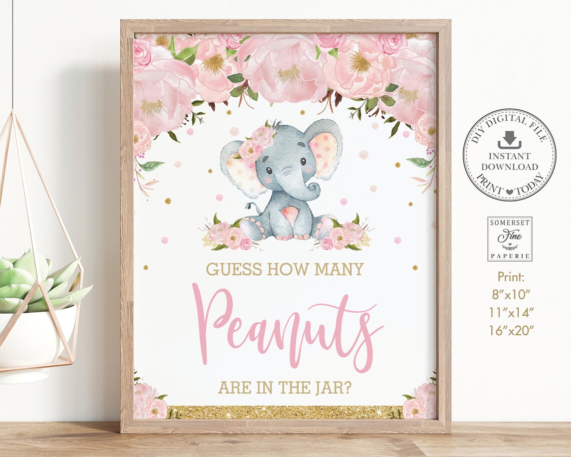 Guess How Many Peanuts in the Jar Game Sign and Card INSTANT - Etsy