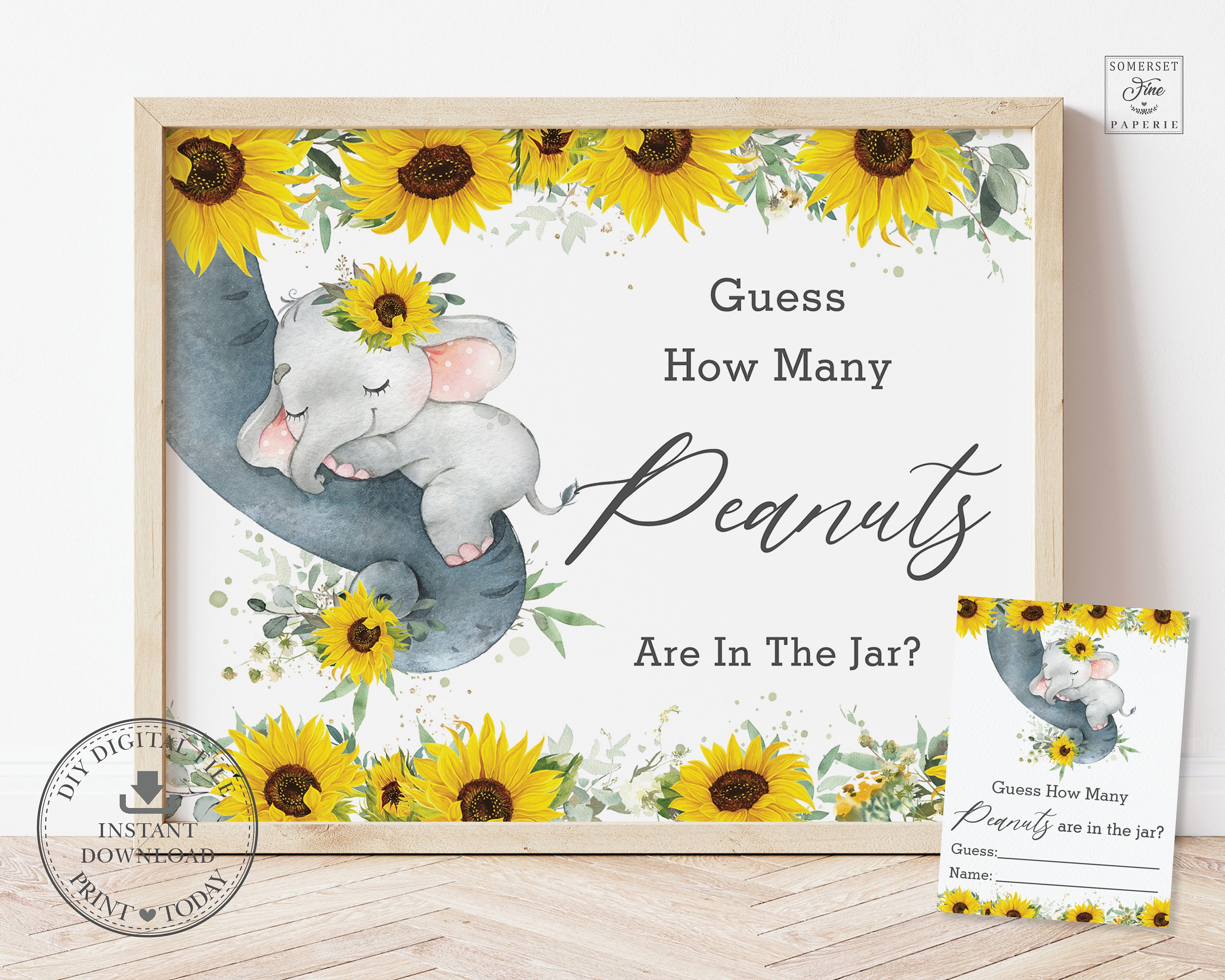 Guess How Many Peanuts in the Jar Game Sign Card INSTANT | Etsy