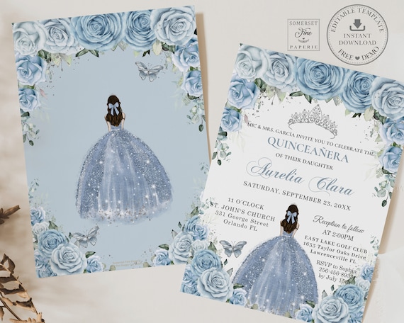 Quinceañera Invitation, Sapphire Blue Mis Quince Invitation, Acrylic Q –  World of Wedding Co.