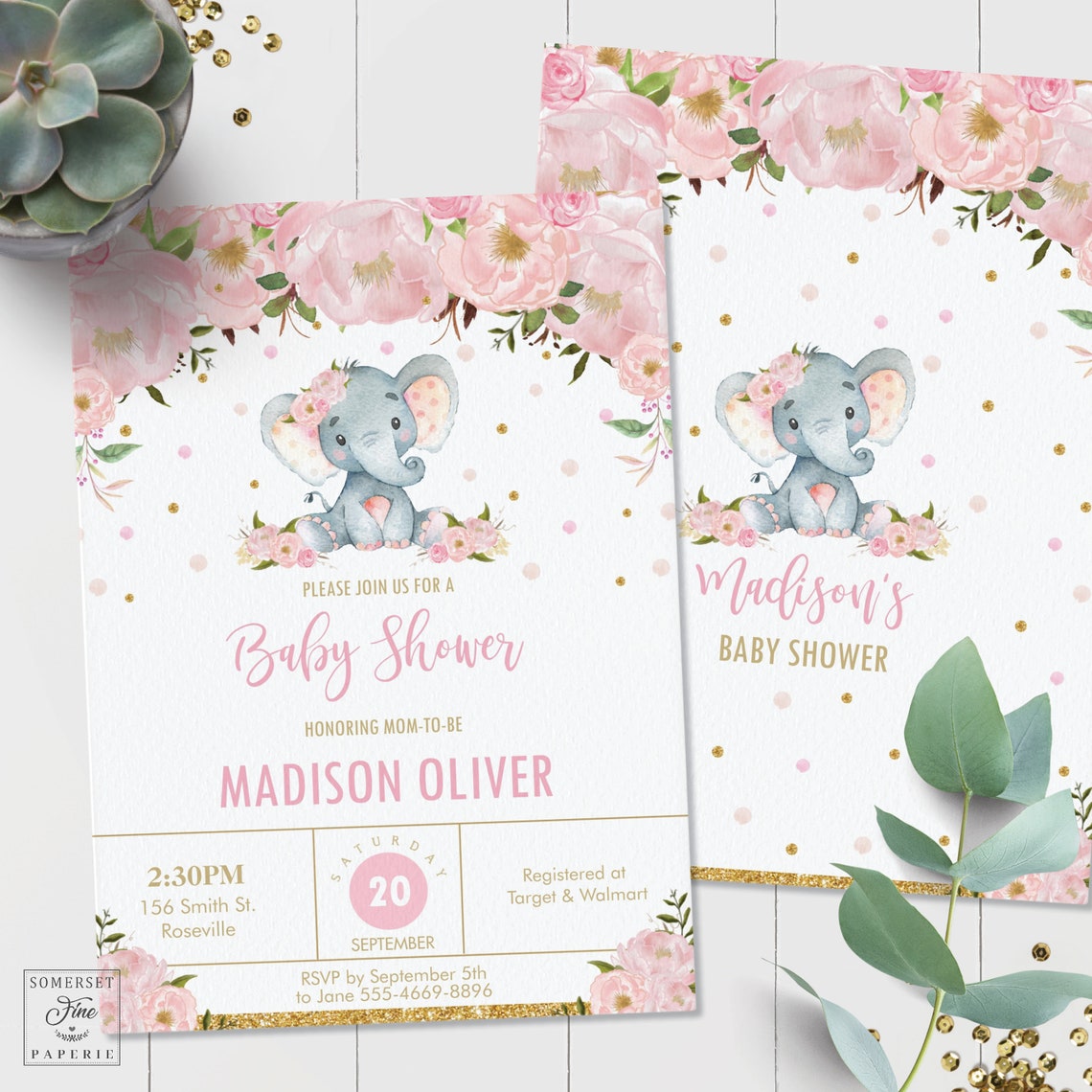 Elephant Invitation EDITABLE TEMPLATE Elephant Baby Shower Etsy