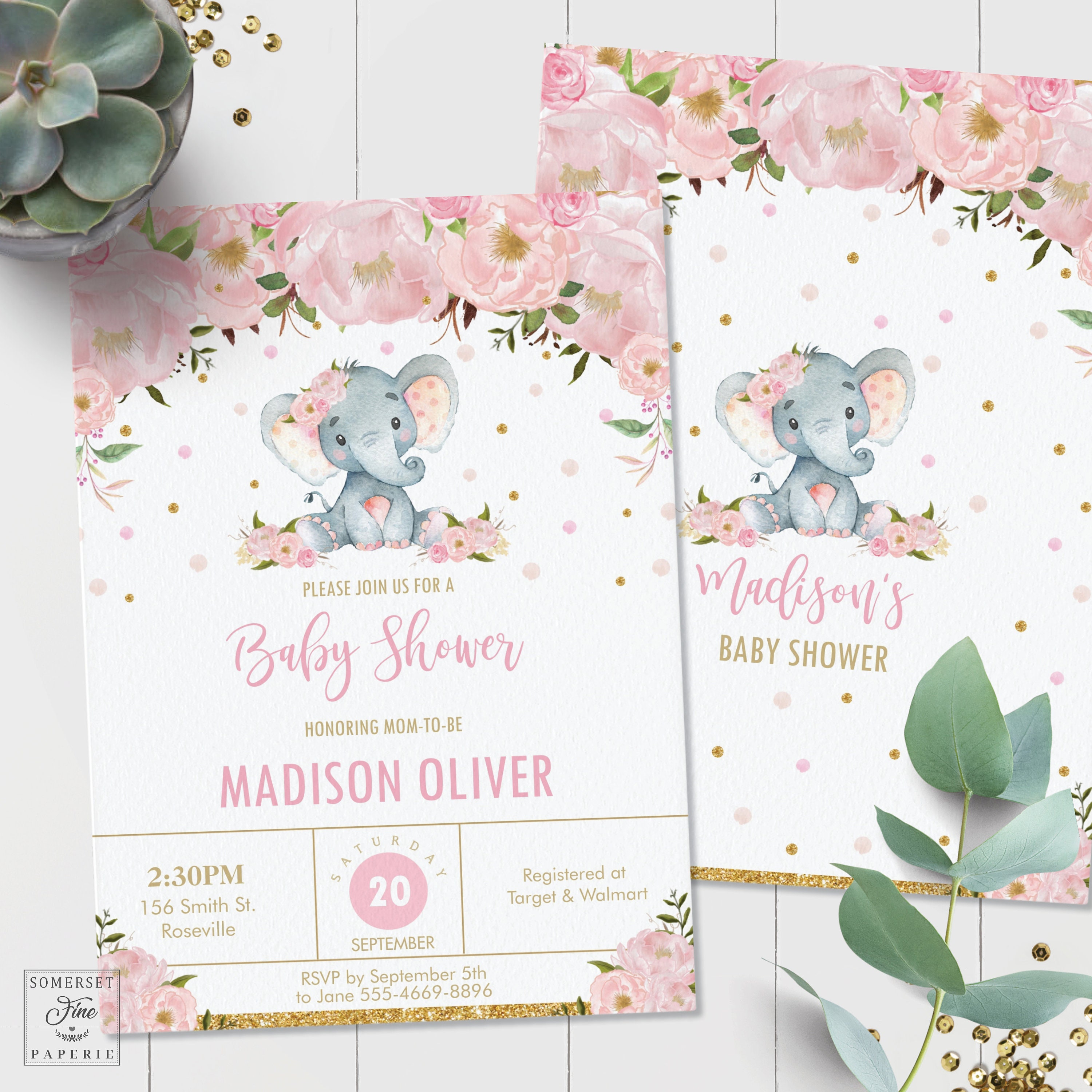 Elephant Invitation EDITABLE TEMPLATE Elephant Baby Shower Etsy