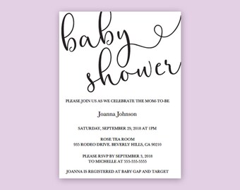 Printable Baby Shower Invitation Etsy Printable Baby Shower Invitation Etsy