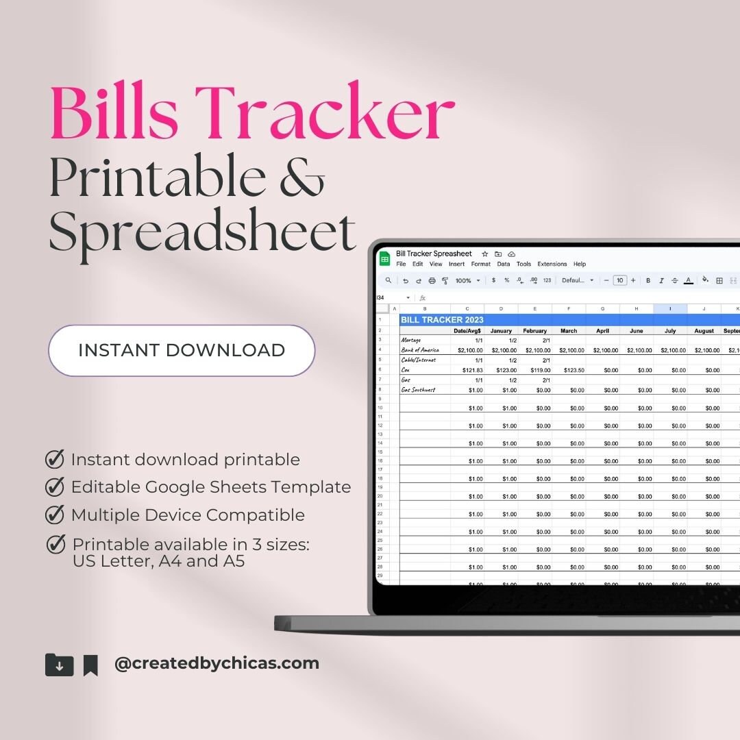 Bill Tracker Google Sheets Template Monthly Budget Average Tracker Bill Bill Tracker Google Sheets Template Monthly Budget Average Tracker Bill