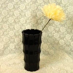 Vintage Indiana Tiara Black Amethyst Glass Vase | Suzanne Pattern Ribbed Decor