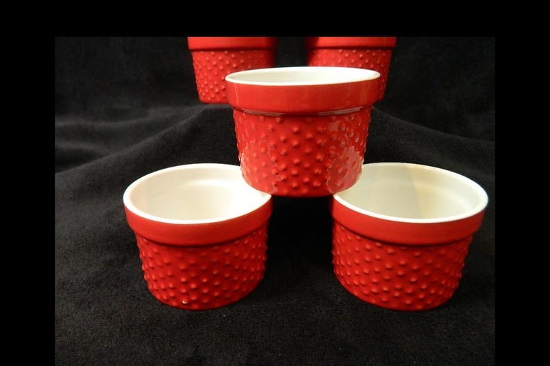 Red Round Ramekins Will & Jess Red Mini Round Ramekins With Raised Dots - Etsy