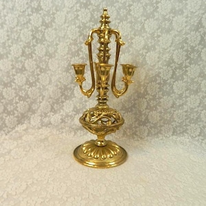 Vintage Six-Arm Candelabra  11&quot; Golden Metal