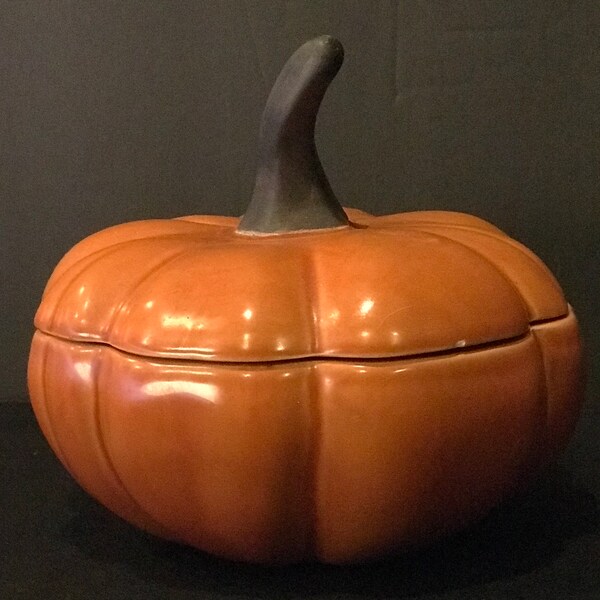 Calabaza de cerámica para Acción de Gracias: decoración rústica de mesa otoñal, plato de dulces, idea para centro de mesa