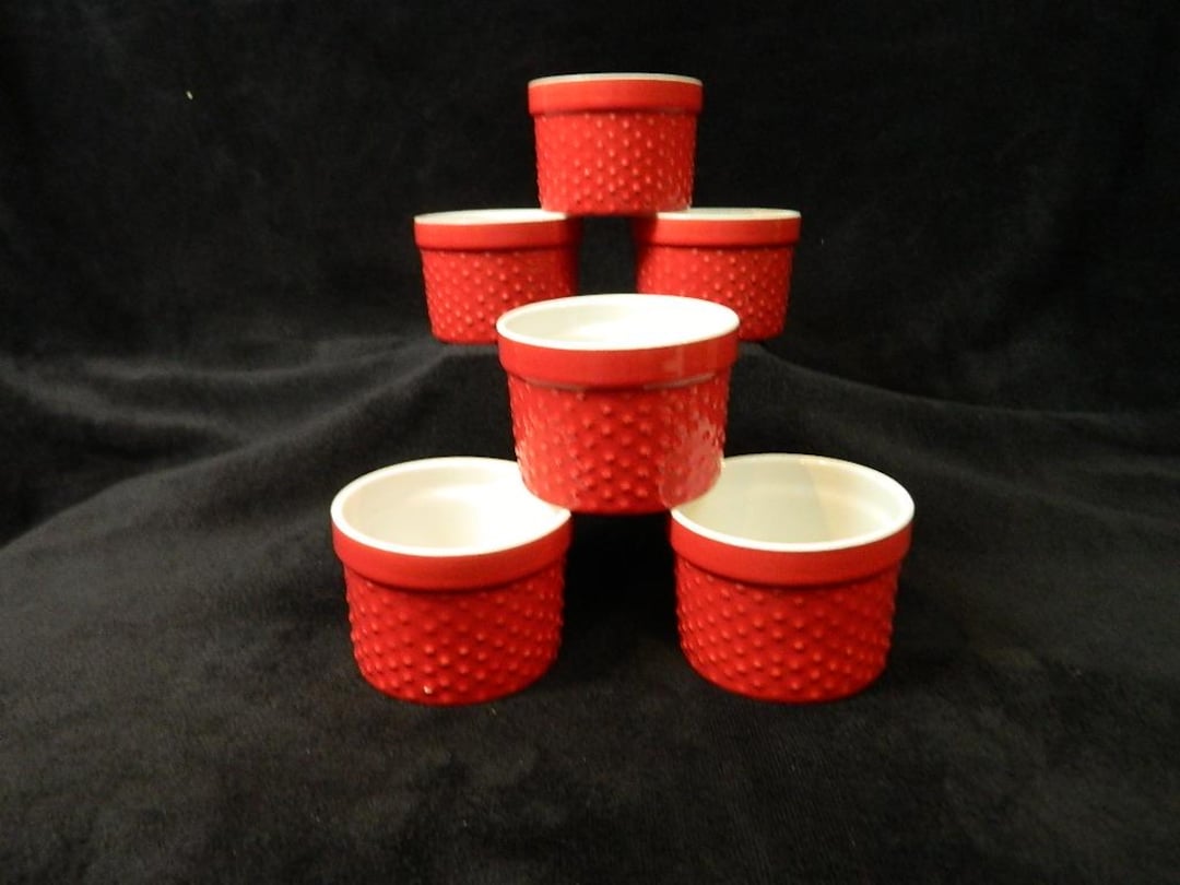 Red Round Ramekins Will & Jess Red Mini Round Ramekins With Raised Dots - Etsy