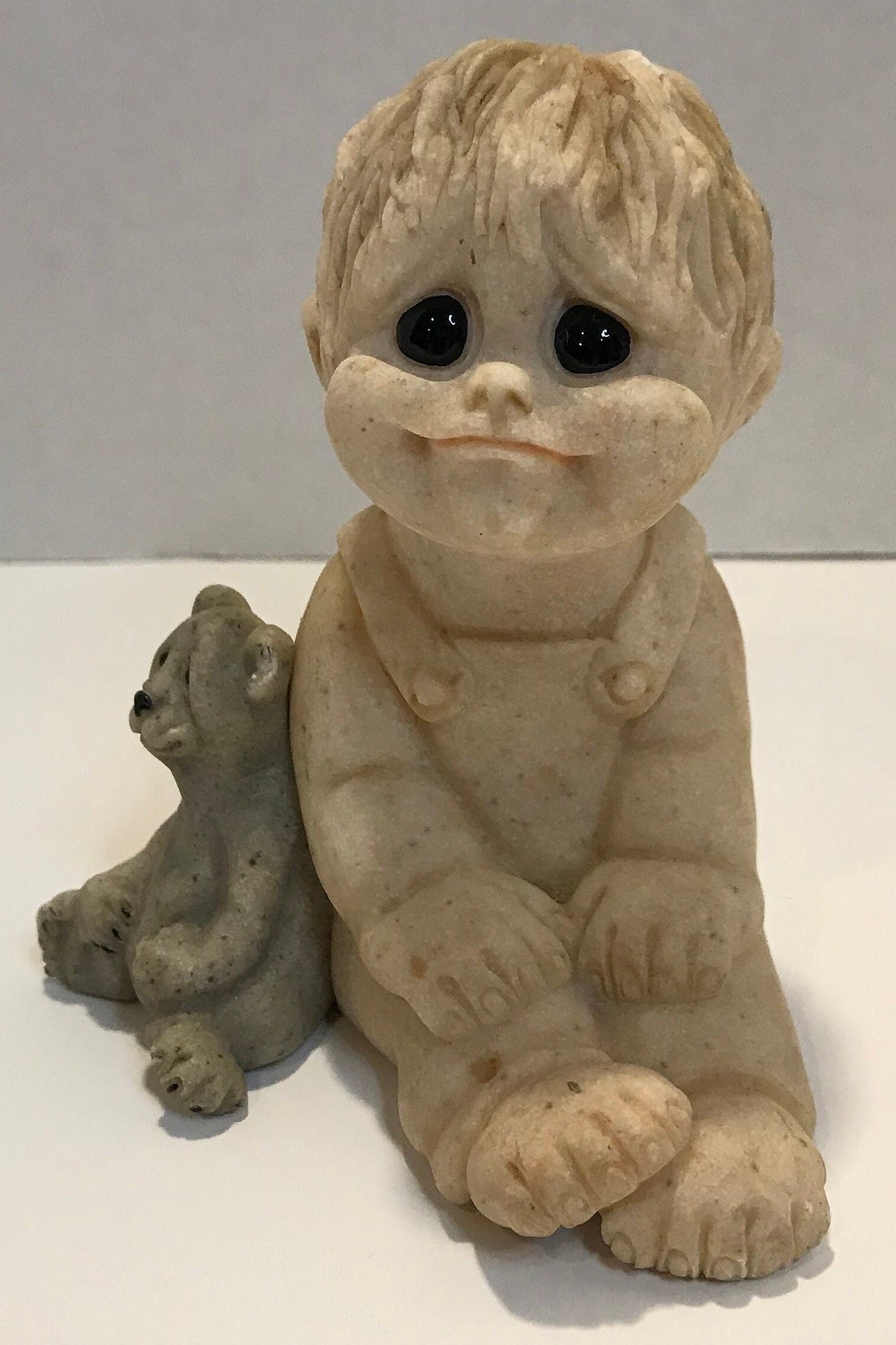Vintage child's bowl with spoon glazed pottery little bear 6