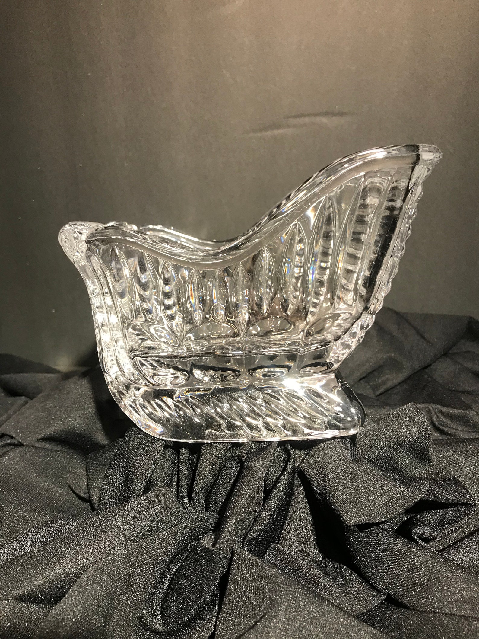 Santa's Crystal Christmas Candy Sleigh or Floral Dish Etsy