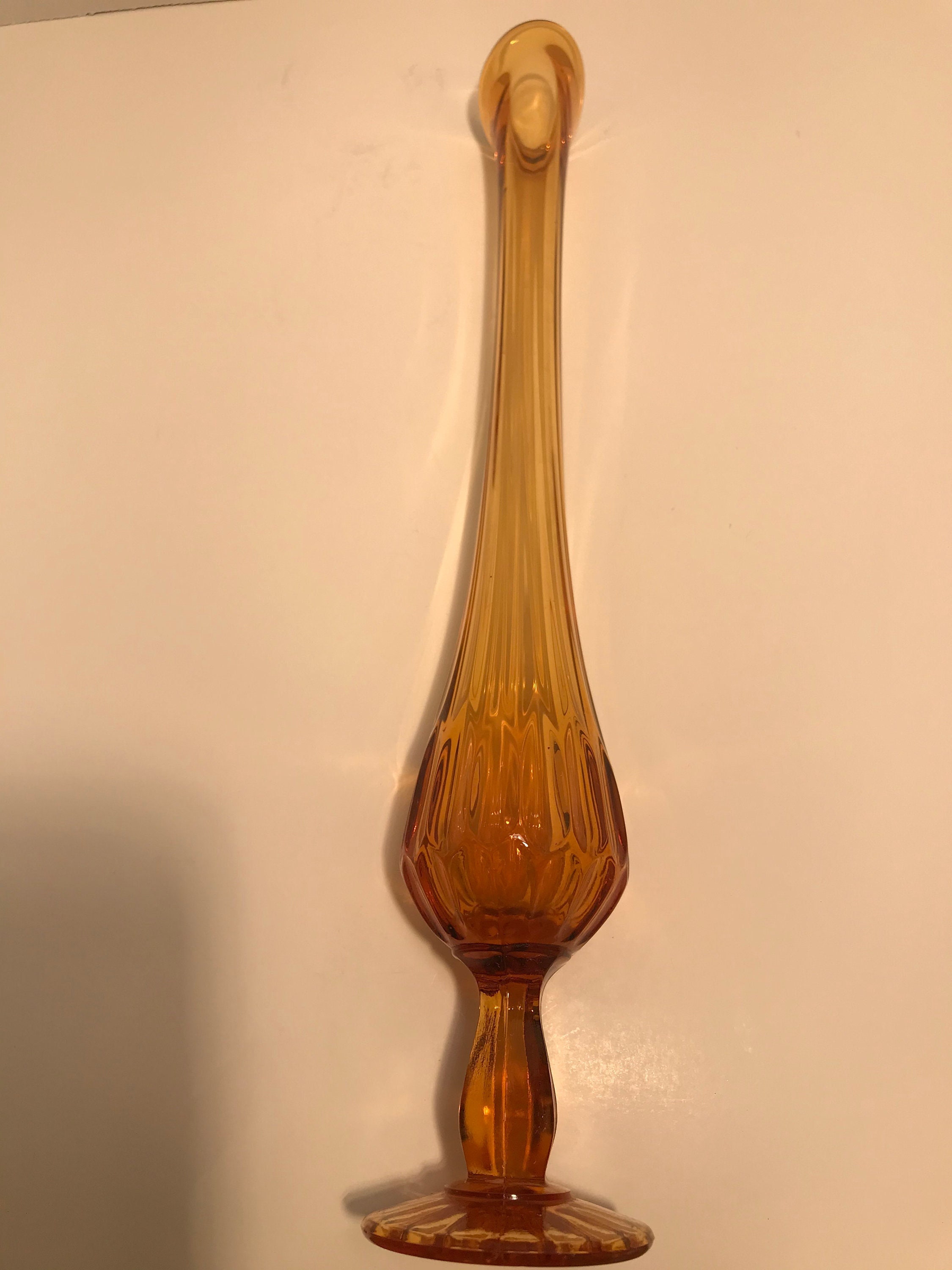 Glass Art Vintage Fenton AmberGoldTopaz Swung Bud Vase