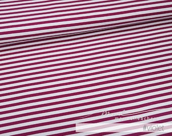 Jersey-Stoff schmale Streifen gestreift in violett weiss "mini stripes #violet" (0,5 m) von mamasliebchen