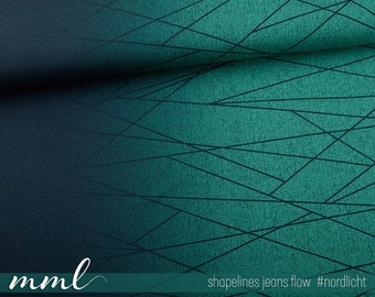 Jersey-Stoff Linien Geo "shapelines jeans flow #nordlicht" (0,25m) türkis grün von mamasliebchen