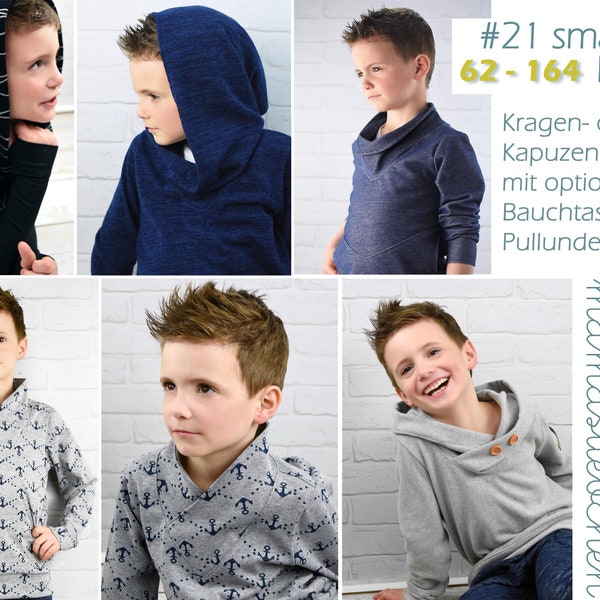 EBook #21 "smart fit hoodie" children's shirt sweater sewing instruction + SM printing (DIN A4, A0 and beamer file)