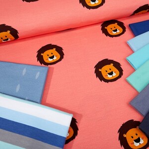 Jersey fabric Lion Lion carnival all over Linus berry 0.5 M Pink Apricot image 5