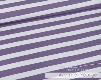 Jersey-Stoff breite Streifen gestreift in lila lavendel weiss "stripes #lavender melange" (0,5 m) Kinder Mädchen Damen von mamasliebchen