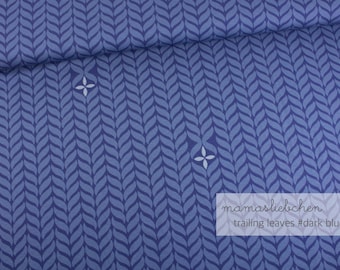 Jersey fabric braid pattern braid #trailing leaves "dark blue" (0.5 m) dark blue blue