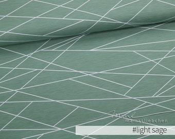 Jersey-Stoff "shapelines Basic #light sage" (0,5m) Stoff hellgrün grün salbei mit Linien für Damen Kinder Mädchen Jungs von mamasliebchen