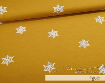 Jersey-Stoff Schneeflocken "Snowflake #gold" (0,5m) in gelb für Kinder Jungs Jungen Mädchen von mamasliebchen