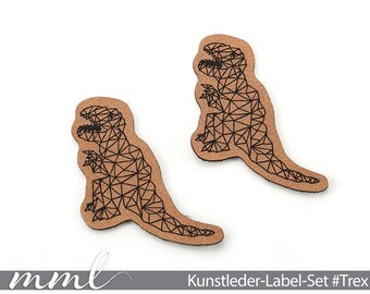 Label zum Annähen Leder "#Trex" Tyrannosaurus Rex T-Rex Dino Dinosaurier Kunstleder-Etikett Nählabel von mamasliebchen