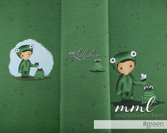 Jersey fabric children frog child "Friedoln #green" (1 panel, approx. 0.8 m) green frog green of mamasliebchen