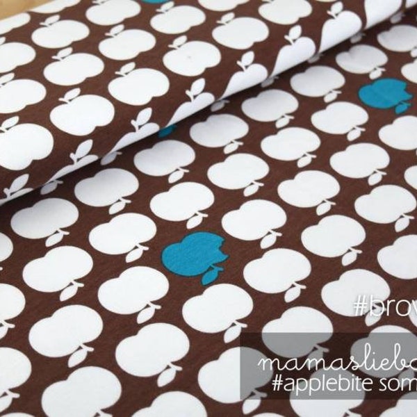 Summer Sweat Fabric French Terry Apple Apples By the meter #applebite brown petrol 0.5 m