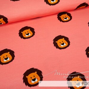 Jersey fabric Lion Lion carnival all over Linus berry 0.5 M Pink Apricot image 1