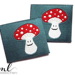 Label for sewing fabric "fly agaric" mushroom motif - Weblabel textile label fabric label by mamasliebchen