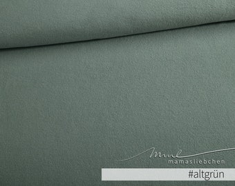 Fleece-Stoff Baumwolle Baumwollfleece "uni #altgrün" unifarben grün (0,5m)