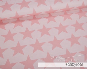 Jersey-Stoff mit großen Sternen Sternestoff rosa hellrosa "magic stars #babyrose" (0,5 m) von mamasliebchen