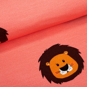 Jersey fabric Lion Lion carnival all over Linus berry 0.5 M Pink Apricot image 2