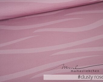 Summer sweat fabric French Terry "tigerwaves #dusty rose" pink 0.5 m