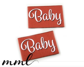 Label zum Annähen Stoff "Baby rust" Geburt Baby Birthday Geburtstag - Weblabel Textil-Etikett Stoffetikett süß von mamasliebchen