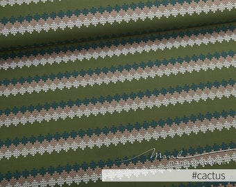 Bio-Sommer-Sweat-Stoff "Zickzack #cactus" (0,5m) Norweger Strick-Muster von mamasliebchen grün grau Kinder Damen Mädchen