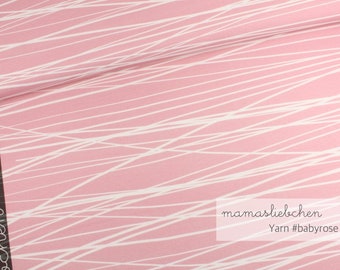Jersey fabric stripe "Yarn #babyrose" pink white 0.5 m
