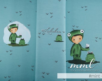 Jersey fabric children frog child "Friedoln #mint" (1 panel, approx. 0.8 m) by mamasliebchen