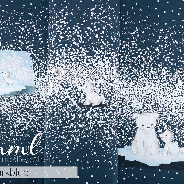 Orso polare in tessuto jersey "Ben & Flocke #darkblue" (1 pannello 0,75 m) Orsi polari in blu blu scuro bianco di mamasliebchen per bambini Ragazze Ragazzi