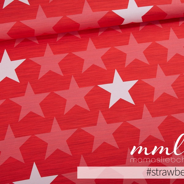 Jersey fabric with big stars stars in strawberry red "big stars #strawberry" (0.5 m) of mamasliebchen for girls boys and ladies