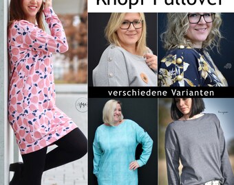 EBook E-Book Nähanleitung Damen-Pulli Oberteil "#39 E-Book "Knopfpullover Damen" (32-54) gedruckter Schnittbogen A4, A0 und Beamer-Datei