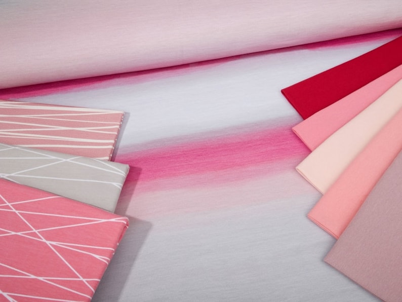 Summer Sweat fabric French Terry watercolor piece prism watercolor #serena 1 panel-0.95 m pink grey pink color gradient water colors