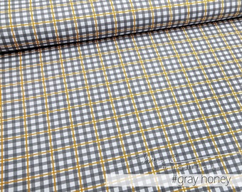 Jersey fabric in Glencheck style grey white yellow mustard yellow "gingham #gray-honey" (0.5 m) Vichykaro by mamasliebchen