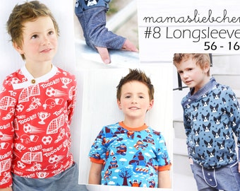 sewing pattern "#8 long sleeve shirt" boys girls children child mamasliebchen (german/english)