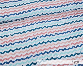 Jersey-Stoff mit Chevron Zacken "Zack #soft" (0,5 m) in blau rosa mint von mamasliebchen