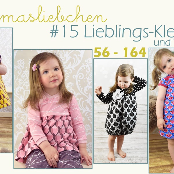 EBook + Schnittbogen #15 Lieblings-Kleid 56-164 (A4, A0 und Beamer)