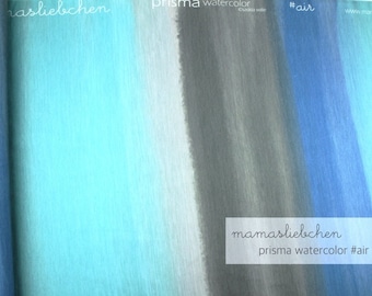 Jersey-Stoff aquarell Meterware "prisma watercolor #air" (0,95 m) grau blau Farbverlauf Wasserfarben