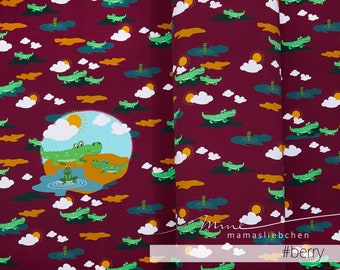 Jersey Fabric Crocodile Frog Frog "Croco #berry" (1 panel / ca.0,60 m)