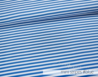 Jersey fabric narrow stripes striped in blue white "mini stripes #blue" (0.5 m) by mamasliebchen