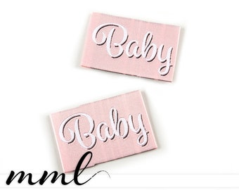 Label zum Annähen Stoff "Baby rosa" hellblau Geburt Baby Birthday Geburtstag - Weblabel Textil-Etikett Stoffetikett süß von mamasliebchen