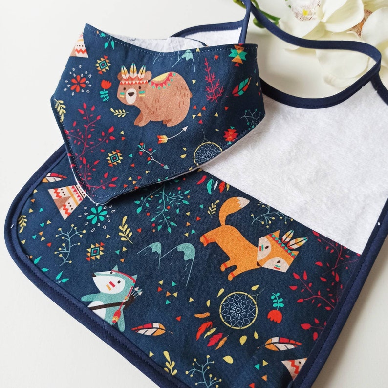 Classic bib set and bandana pig raccoon tare animals birth gift