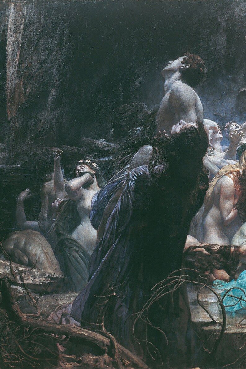 Souls on the Banks of the.. by Adolf Hiremy-Hirschl Giclee Canvas Print Repro